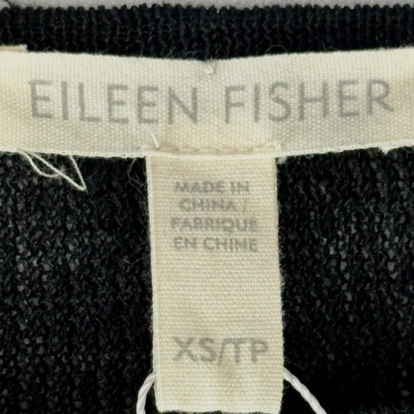 NWT EILEEN FISHER Organic Linen Délavé Bateau Neck Top XS Black Flare Sleeves 2 - Picture 5 of 9